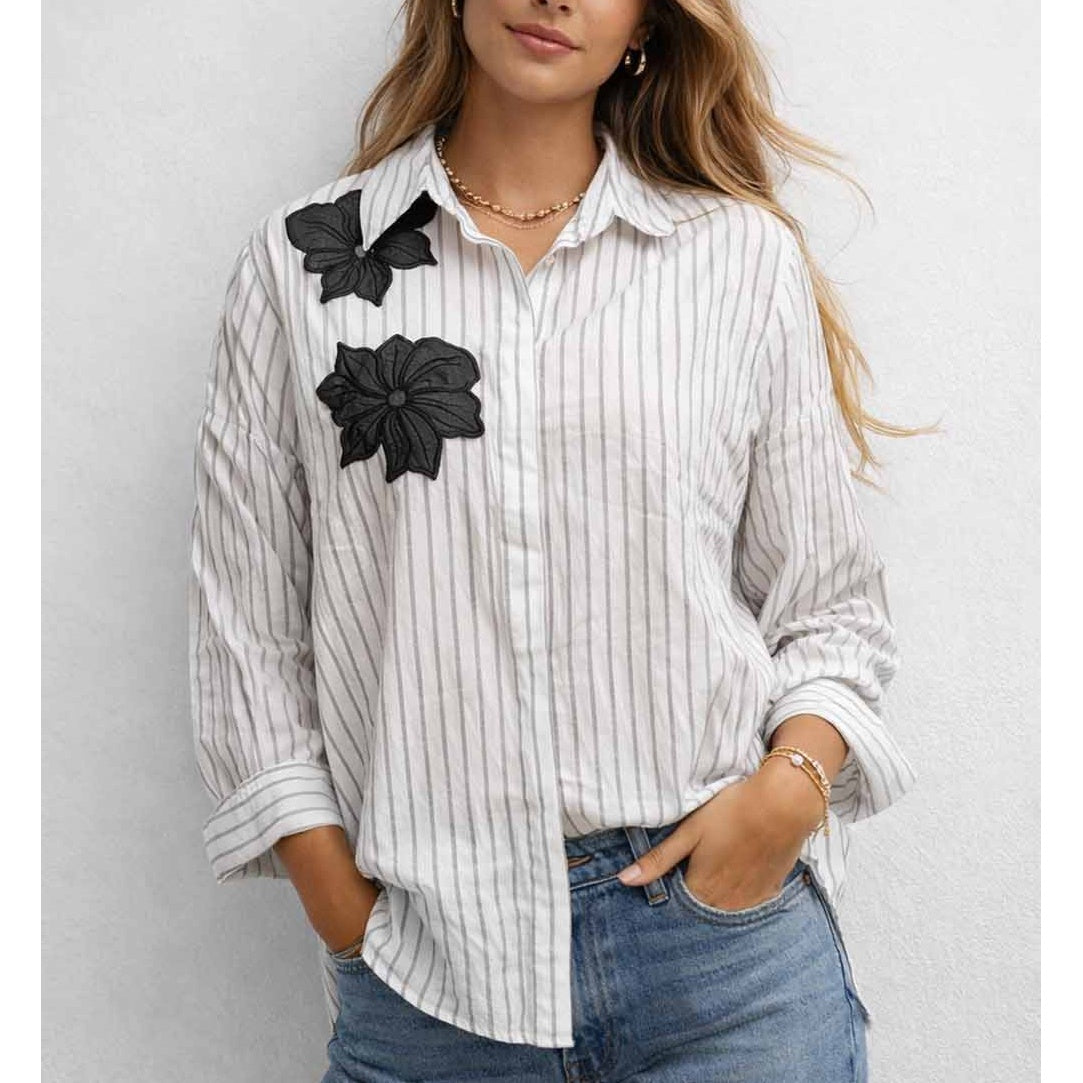 Patch Button Down Long Sleeves Shirt