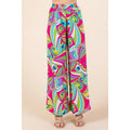 Abstract Print Elastic Waist Wide Leg Pants