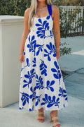 Maxi Floral Print Crisscross Tie Back Sleeveless Long Dress