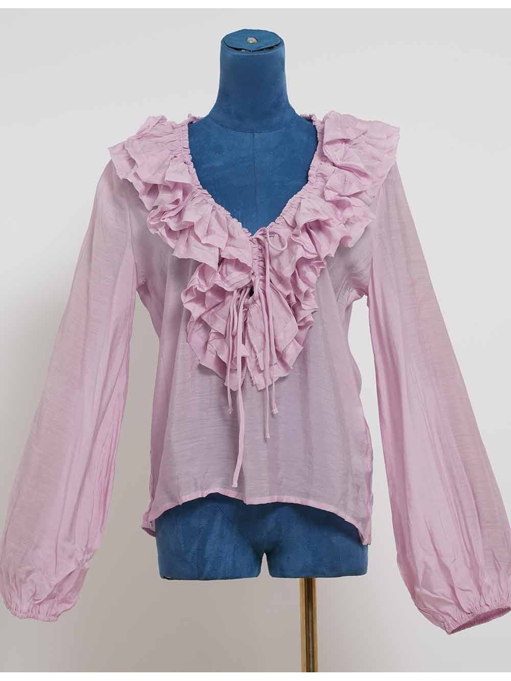 Boho Tiered Ruffle V Neck Front Blouse