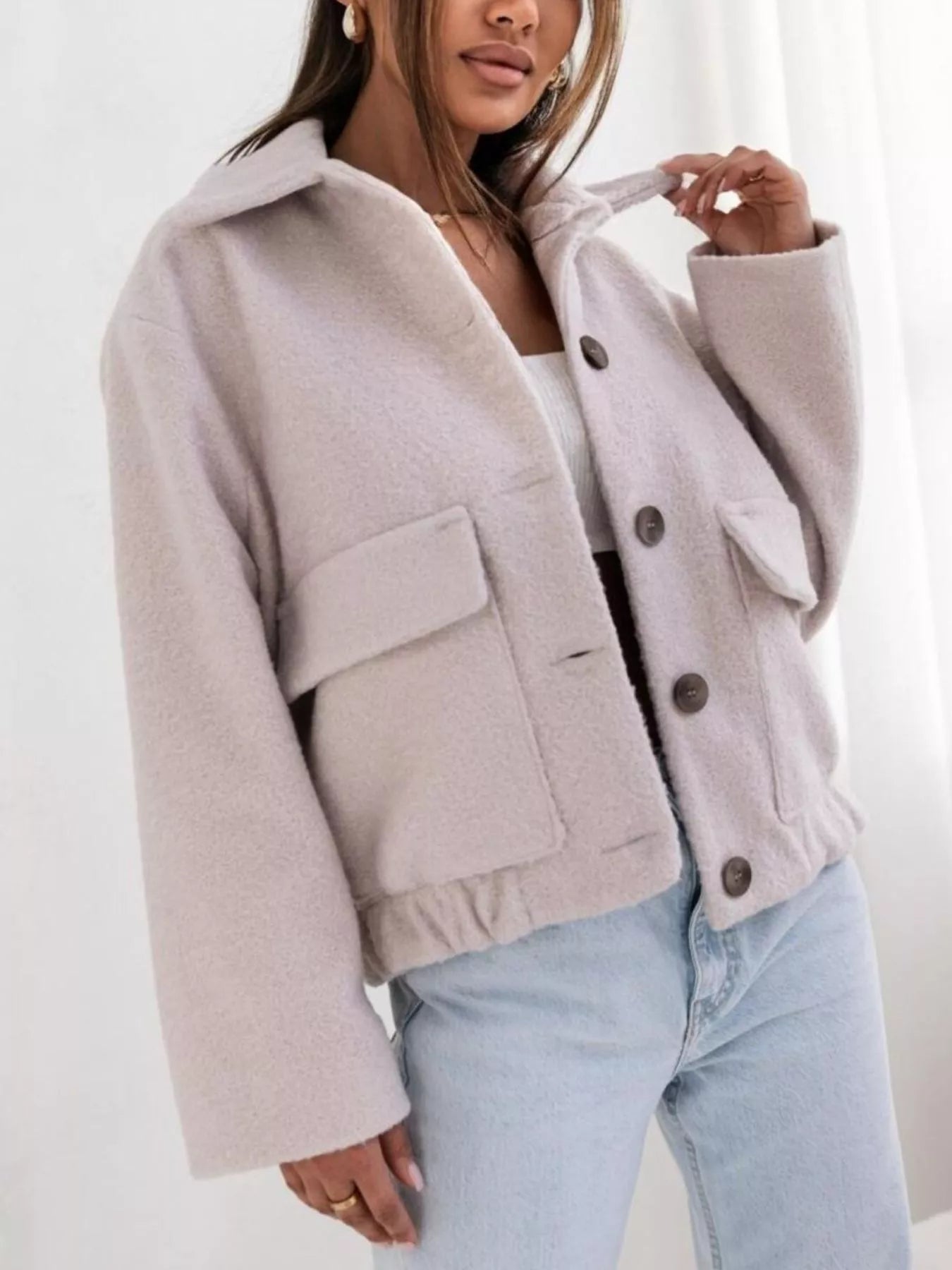 Button Down Long Sleeve Outerwear Jacket