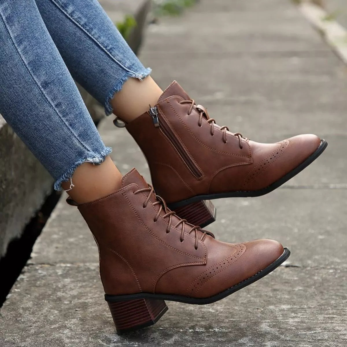 Lace-Up Zip Riding Boots