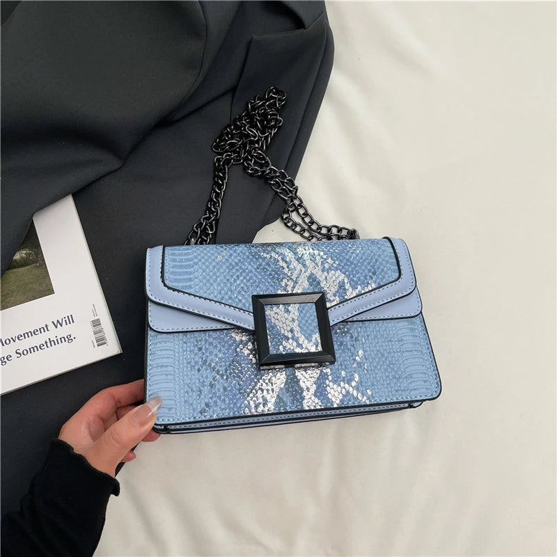 Chain Strap Zip-Top Shoulder Bag