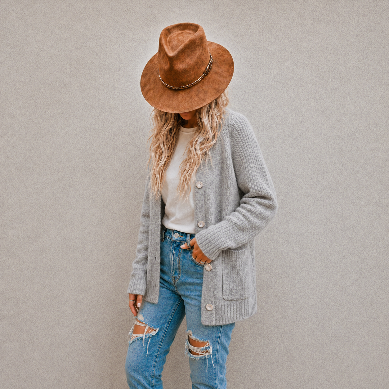 Everyday Pocketed Button Front Oversized Cardigan