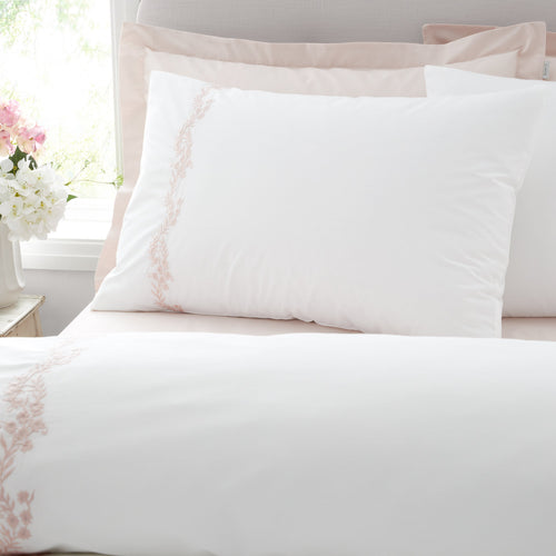 Calm Bedroom Embroidered Floral Cotton Duvet Cover Set