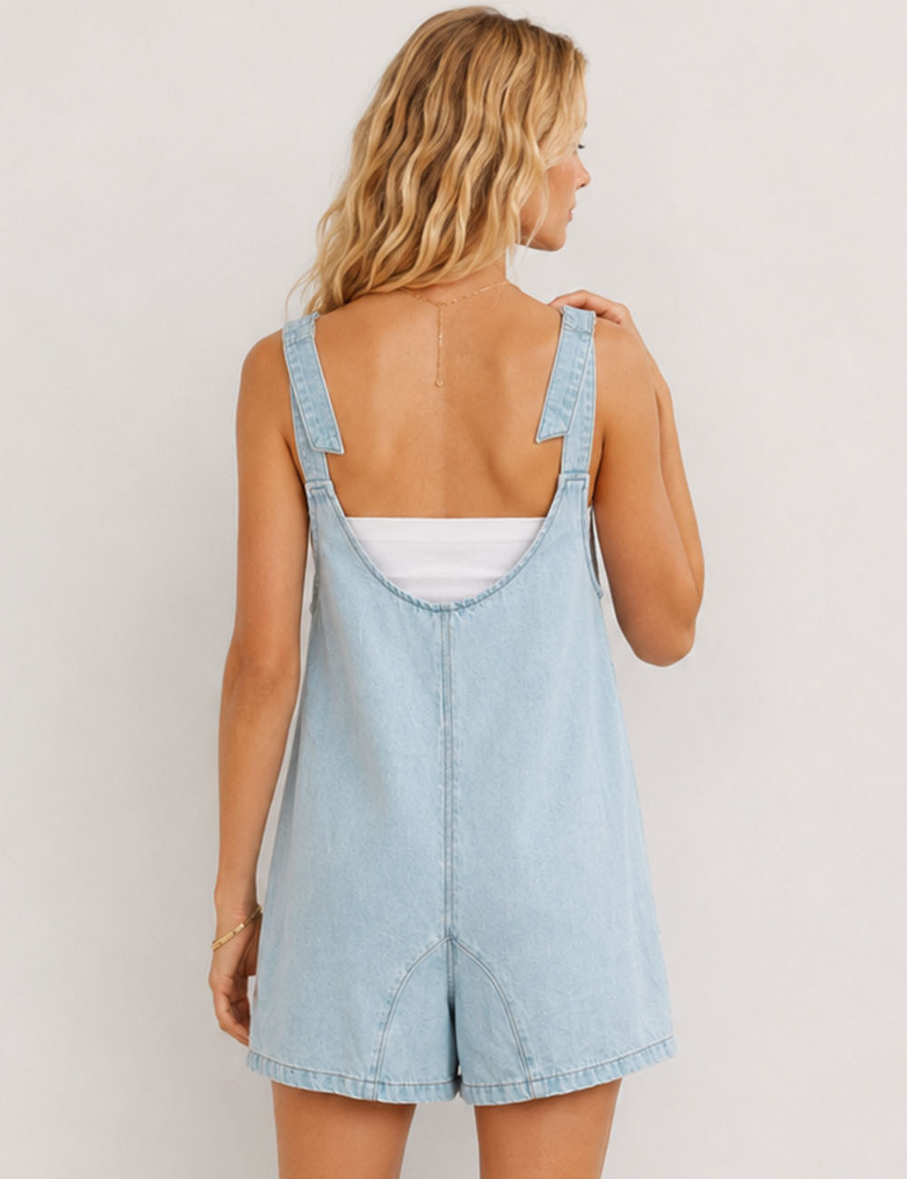 Denim Adjustable Shoulder Romper