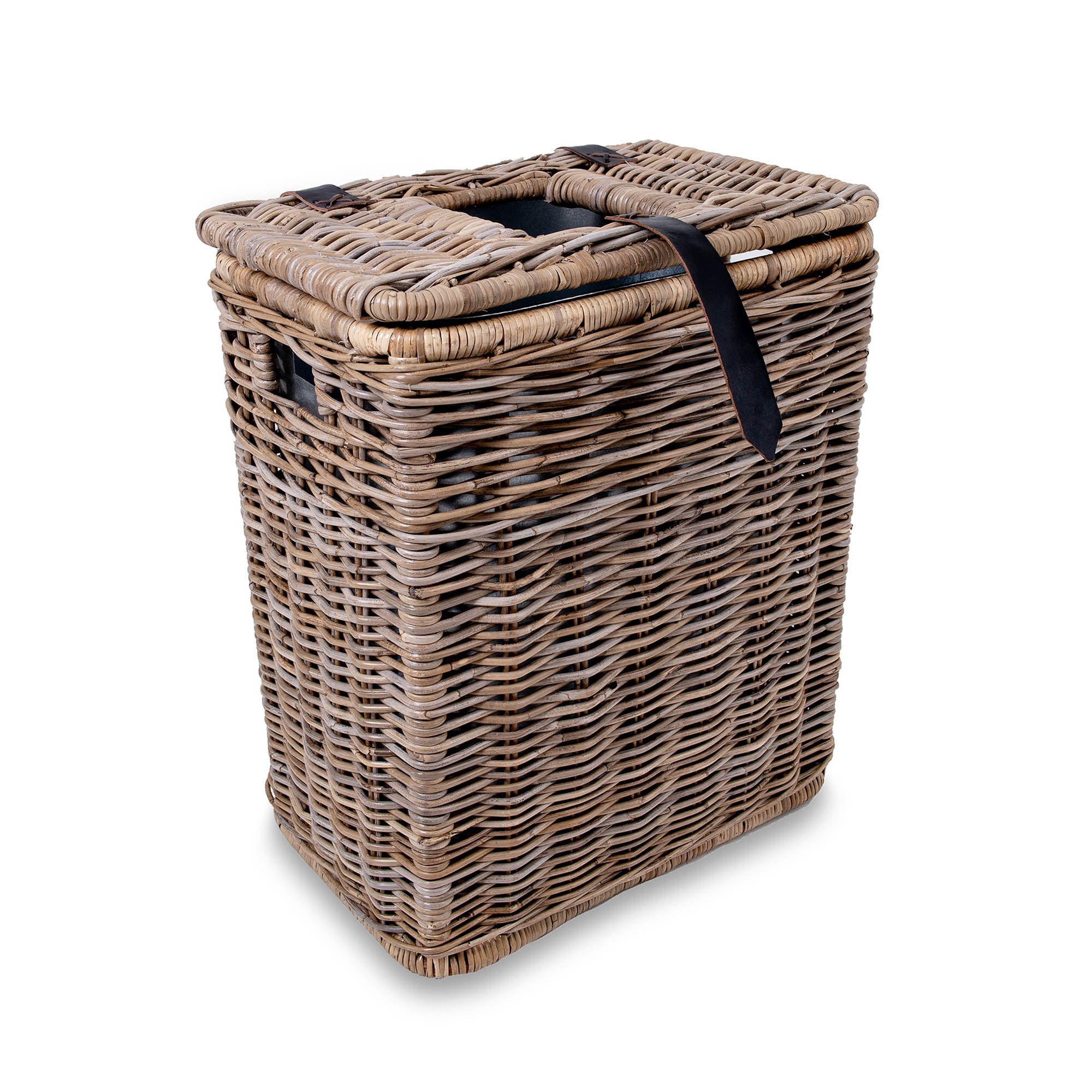 Drop In Rectangular Kubu Wicker Trash Basket With Metal Liner