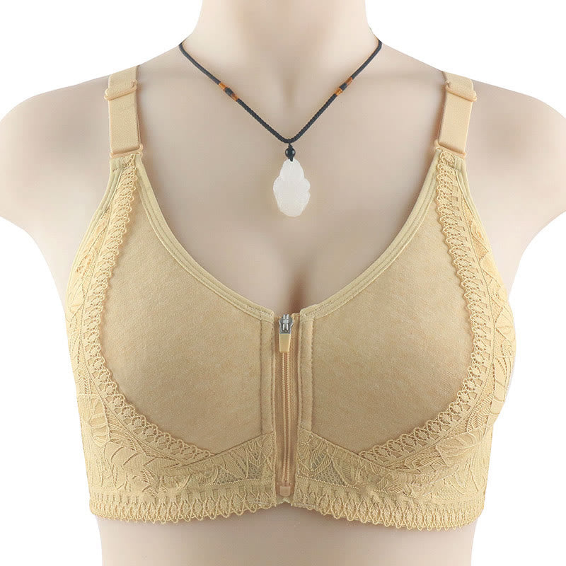 Front Closure Zipper Lift Wireless Bra