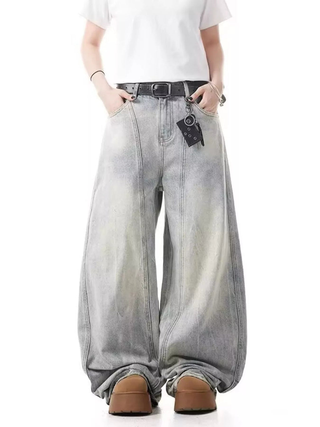 Modern Men's Full Size Vintage Wash Wide Leg Jeans Plus Size
