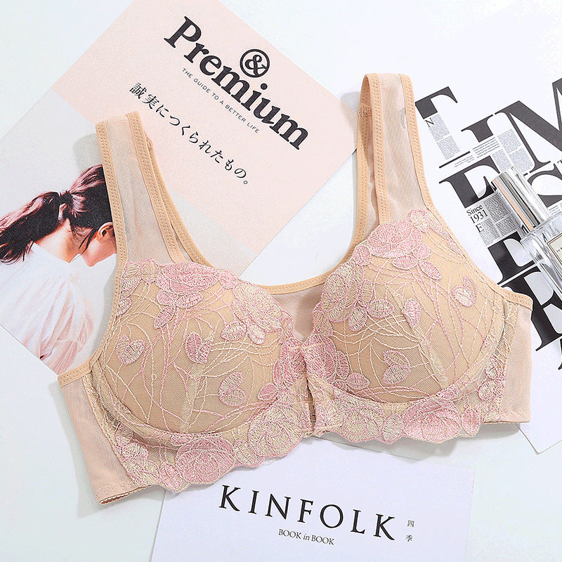 Floral Front-Buckle Bra