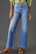 Straight Leg Loose High Waist Cropped Jeans