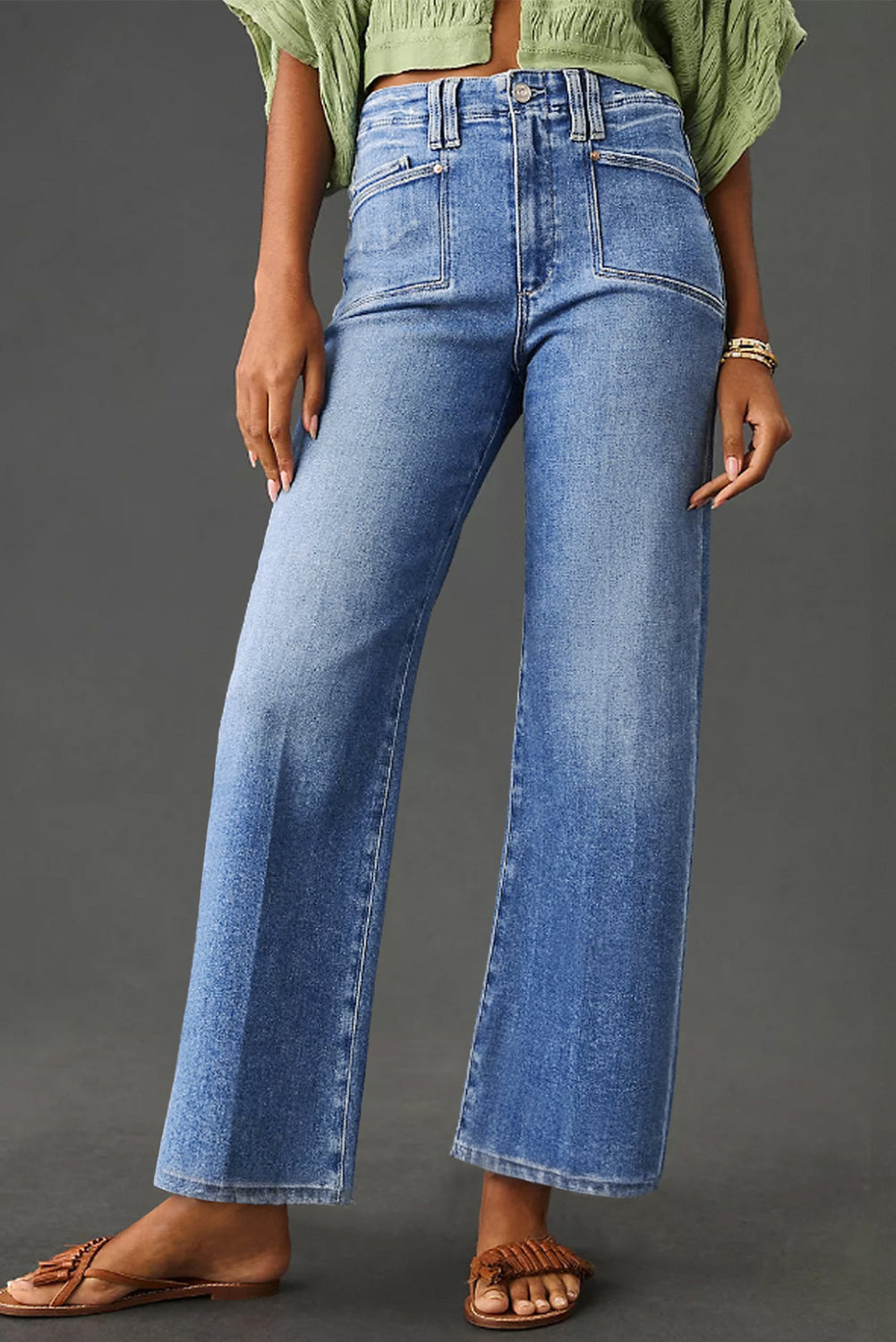 Straight Leg Loose High Waist Cropped Jeans
