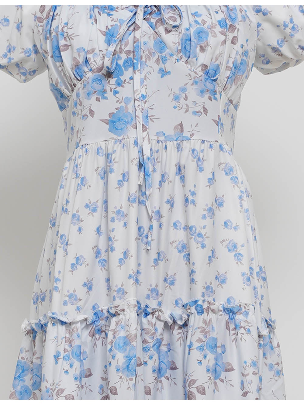 Neck Puff Sleeves Boho Maxi Dress