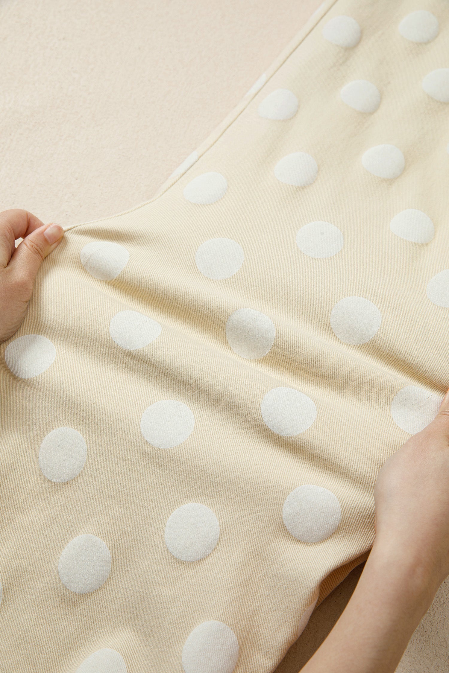 Raw Hem Print Polka Dot Shift Jeans