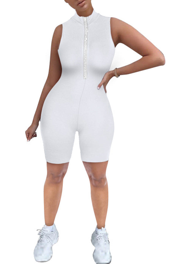 Zip Up Bodycon Romper