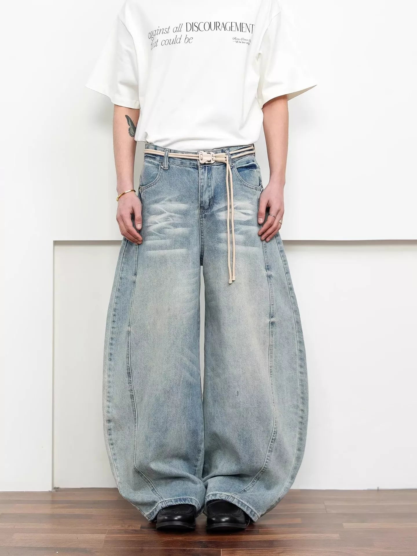 Men's Full Size Washed Wide Leg Jeans Plus Size